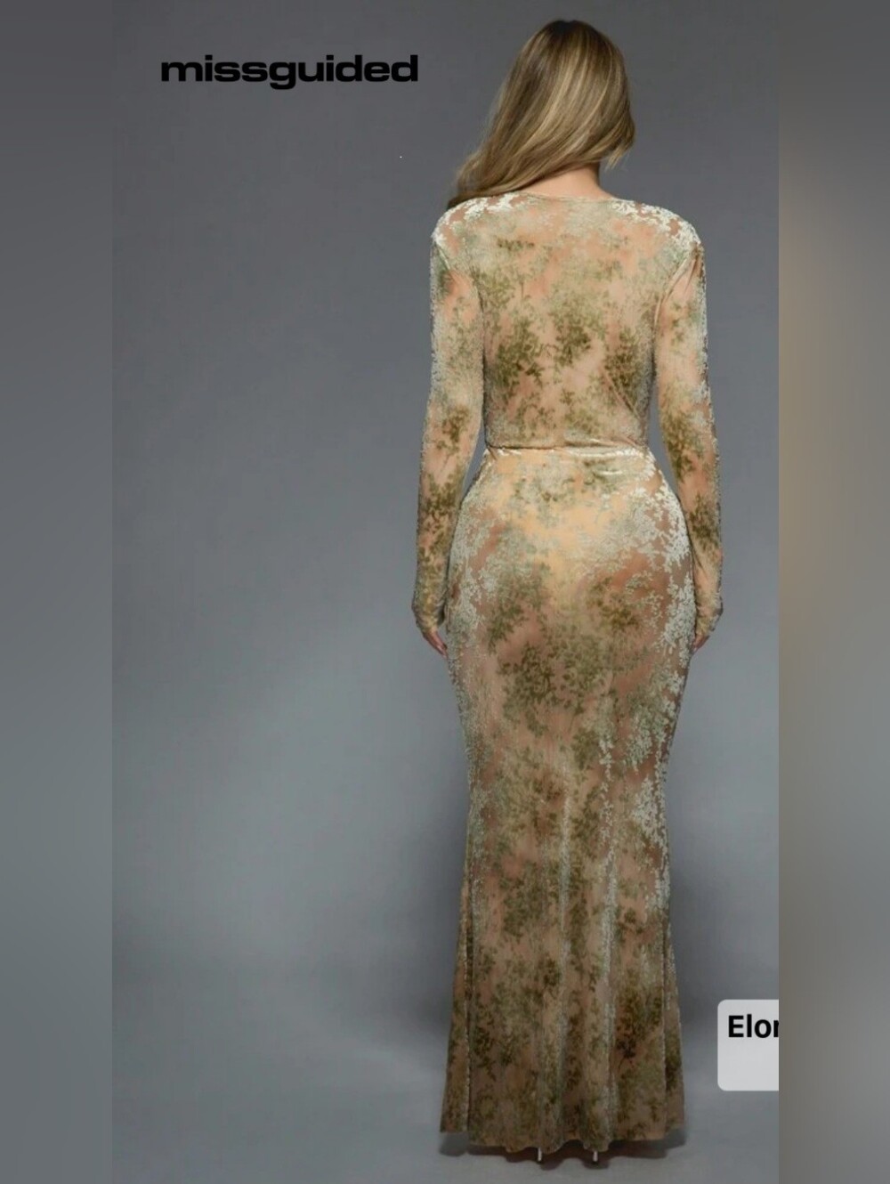 NWT Missguided Burnout Velvet Sheer Floral Maxi Dress Size Large | SHEIN - Picture 2 of 7